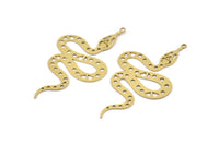 Brass Snake Charm, 6 Raw Brass Snake Pendants With 1 Loop, Charms, Findings (55x31x0.60mm) A3236