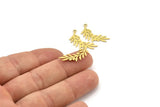 Brass Leaf Charm, 24 Raw Brass Leaf Charms With 1 Loop, Charm Pendants (23x8x0.60mm) A3313