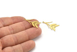 Brass Leaf Charm, 12 Raw Brass Ear Of Wheat Charms With 1 Loop, Charm Pendants (26x13x0.60mm) A3321