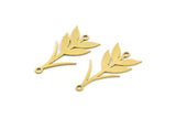 Brass Leaf Charm, 12 Raw Brass Ear Of Wheat Charms With 2 Loops, Charm Pendants (26x13x0.60mm) A3322