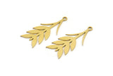 Brass Leaf Charm, 24 Raw Brass Ear Of Wheat Charms With 1 Loop, Charm Pendants (27x11x0.60mm) A3316