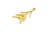 Brass Leaf Charm, 24 Raw Brass Ear Of Wheat Charms With 1 Loop, Charm Pendants (23x11x0.60mm) A3317