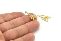 Brass Leaf Charm, 24 Raw Brass Ear Of Wheat Charms With 1 Loop, Charm Pendants (23x11x0.60mm) A3317