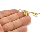 Brass Leaf Charm, 24 Raw Brass Ear Of Wheat Charms With 1 Loop, Charm Pendants (23x11x0.60mm) A3317