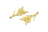 Brass Leaf Charm, 24 Raw Brass Ear Of Wheat Charms With 1 Loop, Charm Pendants (23x11x0.60mm) A3317