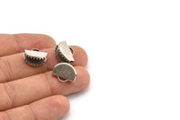 Half Moon Crimp, 15 Antique Silver Plated Ribbon Crimp Ends With 1 Loop, Findings (15x12.5mm) D0152 H0320