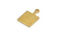 Brass Square Charm, 12 Raw Brass Square Charms With 1 Loop, Earring, Findings (21x14x1mm) D0753