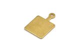 Brass Square Charm, 12 Raw Brass Square Charms With 1 Loop, Earring, Findings (21x14x1mm) D0753