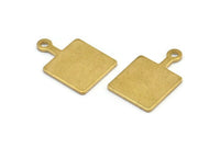 Brass Square Charm, 12 Raw Brass Square Charms With 1 Loop, Earring, Findings (21x14x1mm) D0753
