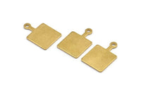 Brass Square Charm, 12 Raw Brass Square Charms With 1 Loop, Earring, Findings (21x14x1mm) D0753