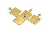 Brass Square Charm, 12 Raw Brass Square Charms With 1 Loop, Earring, Findings (21x14x1mm) D0753