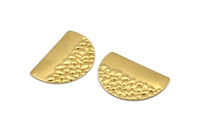 Semi Circle Blank, 12 Textured Raw Brass Half Moon Blanks Without Holes (26.5x17.5x0.65mm) D957