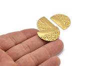 Semi Circle Blank, 12 Textured Raw Brass Half Moon Blanks Without Holes (26.5x17.5x0.65mm) D957