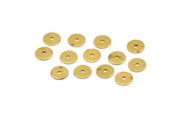 Brass Middle Hole Bead, 50 Raw Brass Round Disc, Middle Hole, Connector, Bead Caps, Findings,  (7mm) Brs 78 A0440