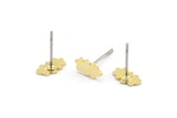 Earring Studs, 12 Raw Brass - Cloud Shaped Stud Earrings - Brass Earrings - Earrings (8x5x0.60mm) A3039
