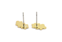 Earring Studs, 12 Raw Brass - Cloud Shaped Stud Earrings - Brass Earrings - Earrings (10x6x0.60mm) A4176 A3040
