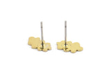 Earring Studs, 12 Raw Brass - Cloud Shaped Stud Earrings - Brass Earrings - Earrings (10x6x0.60mm) A4176 A3040