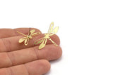 Brass Dragonfly Earring, 8 Raw Brass Dragonfly Shaped Stud Earrings (20x31x0.60mm) A3043