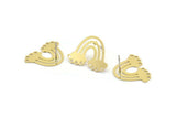 Brass Rainbow Earring, 8 Raw Brass Cloudy Rainbow Shaped Stud Earrings With 8 Holes (16x22x0.60mm) A3036