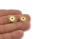 Brass Sunny Charm, 24 Raw Brass Sunny Connectors With 2 Loops (24x20x0.60mm) D1573