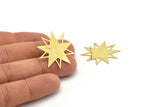 Brass Star Earring, 4 Raw Brass Star Shaped Stud Earrings (30x29x0.60mm) A3380