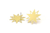 Brass Star Earring, 8 Raw Brass Star Shaped Stud Earrings (22x21x0.60mm) A3369