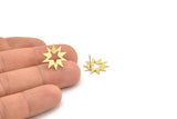 Brass Star Earring, 10 Raw Brass Star Shaped Stud Earrings (18x17x0.60mm) A3378