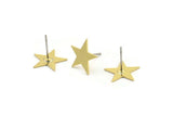 Brass Star Earring, 12 Raw Brass Star Shaped Stud Earrings (13x13x0.60mm) A3375