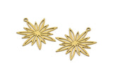 Brass Flower Charm, 10 Raw Brass Flower Charms With 1 Loop, Charm Pendants (28x26x0.60mm) A3279