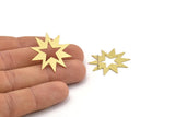 Brass Star Earring, 6 Raw Brass Star Shaped Stud Earrings (30x29x0.60mm) A3373