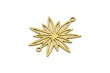 Brass Flower Charm, 10 Raw Brass Flower Charms With 2 Loops, Charm Pendants (28x26x0.60mm) A3272