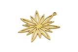 Brass Flower Charm, 8 Raw Brass Flower Charms With 1 Loop, Charm Pendants (32x30x0.60mm) A3273