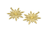 Brass Flower Charm, 8 Raw Brass Flower Charms With 1 Loop, Charm Pendants (32x30x0.60mm) A3273