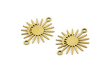 Brass Sun Charm, 24 Raw Brass Moon And Sun Charms With 2 Loops, Connectors (20x16x0.60mm) A3195