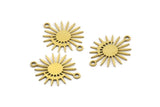 Brass Sun Charm, 24 Raw Brass Moon And Sun Charms With 2 Loops, Connectors (20x16x0.60mm) A3195