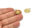 Brass Sun Charm, 12 Raw Brass Moon And Sun Charms With 1 Loop, Charm Pendants (22x20x0.60mm) A3197