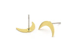 Brass Moon Earring, 12 Raw Brass Tiny Crescent Moon Shaped Stud Earrings (11x3x0.60mm) A5713 A3358