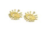Brass Eye Charm, 12 Raw Brass Crescent Moon Charms With 1 Loop (18x17x0.60mm) A3185
