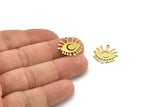 Brass Eye Charm, 12 Raw Brass Crescent Moon Charms With 1 Loop (18x17x0.60mm) A3185