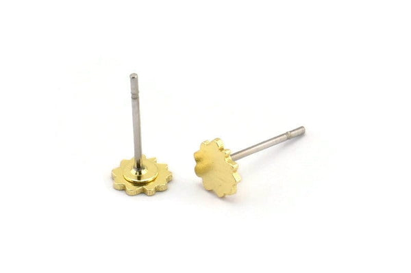 Küpe Çivisi, 12 Ham Pirinç - Bulut Şeklinde Çivili Küpeler - Pirinç Küpeler - Küpeler (5x0,60 mm) A3381