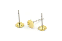 Küpe Çivisi, 12 Ham Pirinç - Bulut Şeklinde Çivili Küpeler - Pirinç Küpeler - Küpeler (5x0,60 mm) A3381
