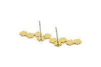 Brass Flower Earring, 10 Raw Brass Flower Shaped Stud Earrings (18x8x0.60mm) A3368