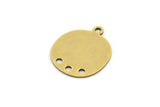 Brass Round Charm, 12 Raw Brass Irregular Shaped Round Charms With 1 Loop And 3 Hole, Pendant Charms (17x14x0.60mm) A3229