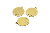Brass Round Charm, 12 Raw Brass Irregular Shaped Round Charms With 1 Loop And 3 Hole, Pendant Charms (17x14x0.60mm) A3229