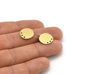 Brass Round Charm, 12 Raw Brass Irregular Shaped Round Charms With 1 Loop And 3 Hole, Pendant Charms (17x14x0.60mm) A3229