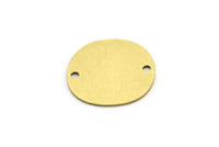 Brass Round Charm, 10 Raw Brass Irregular Shaped Round Charms With 2 Holes, Connectors (16x0.60mm) A3228