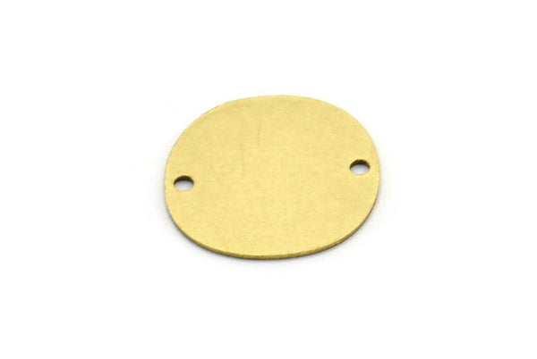 Brass Round Charm, 10 Raw Brass Irregular Shaped Round Charms With 2 Holes, Connectors (16x0.60mm) A3228