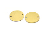Brass Round Charm, 10 Raw Brass Irregular Shaped Round Charms With 2 Holes, Connectors (16x0.60mm) A3228
