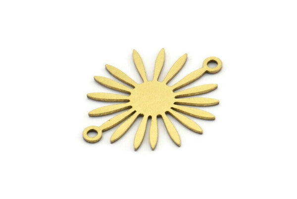 Pirinç Çiçek Tılsımı, 2 Döngülü 24 Ham Pirinç Çiçek Tılsımı, Tılsım Kolye Uçları, Bağlantı Elemanları (22x17x0,60 mm) A3291