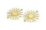 Brass Flower Charm, 8 Raw Brass Flower Charms With 2 Loops, Charm Pendants, Connectors (32x27x0.60mm) A3296